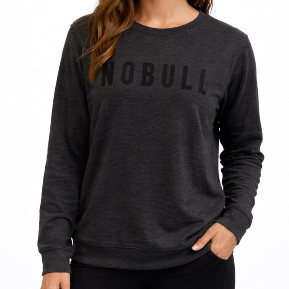 NOBULL Sweatshirt Crew Neck Logo Womens Size Medium Gray Workout Gym